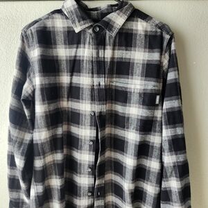 Men's Black and White Plaid Shirt